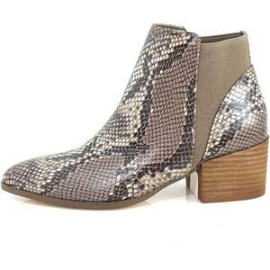 Chinese Laundry Womens Snake Print Slip On Finn Ankle Bootie‎ Boots Gray Size 9